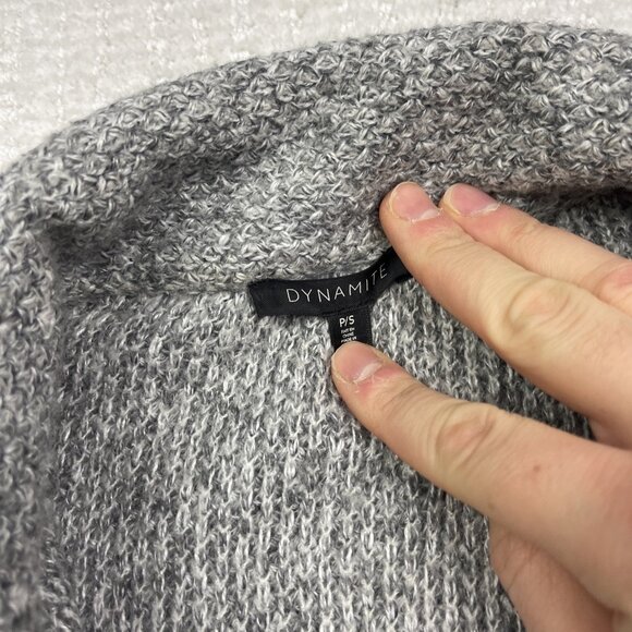 Dynamite Gray Open Front Knit Cardigan Sweater Coat Sz S Longline Duster Modern - Picture 4 of 10